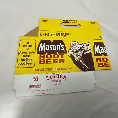 -143- ADVERTISEMENT | 1960â€™s New Old Stock Mason Rootbeer Cardboard Cases