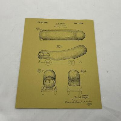 -170- POP CULTURE | Printed Copy of 1950â€™s Oscar Meyer Weiner Mobil Patent Drawing