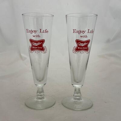 -173- VINTAGE | 1950â€™s Miller High Life Beer Glasses