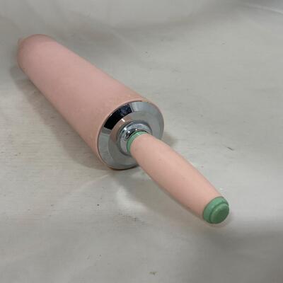 -290- VINTAGE | Mid Century Pink Rolling Pin