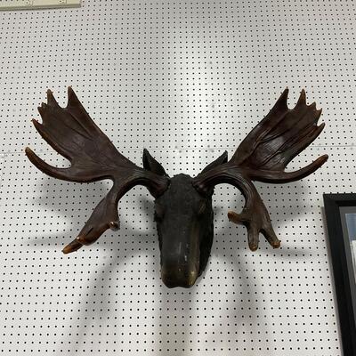 -296- VINTAGE | North American Moose Trophy Head Wall Sculpture