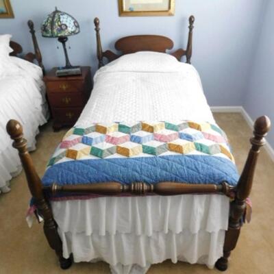 Solid Wood Single Bed with Mattress and Bedding Set Choice A