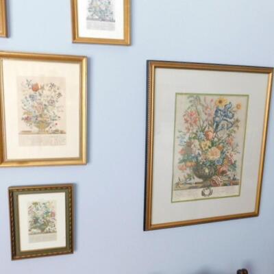 Collection of Floral Month Prints Framed Wall Art