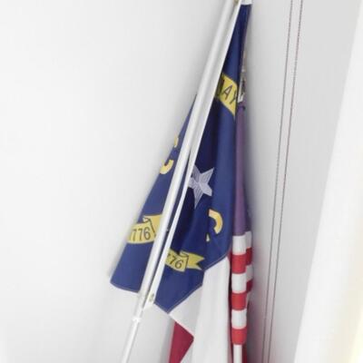 Set of 5' North Carolina and American Flags on Poles