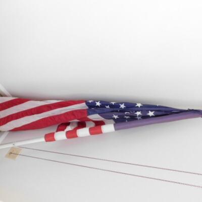Set of 5' North Carolina and American Flags on Poles