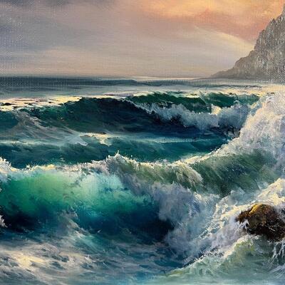 Frank Dy'Ans ( DyAns ) original seascape painting Pacific Watch o/c