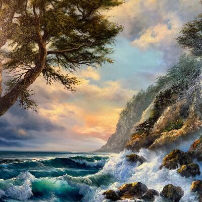 Frank Dy'Ans ( DyAns ) original seascape painting Pacific Watch o/c