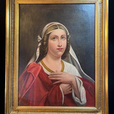 Gorgeous Early 20th C Portrait of a Saint painting o/c