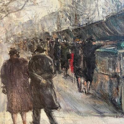 Quaint Paris Book Seller original painting oil on canvas