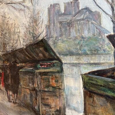 Quaint Paris Book Seller original painting oil on canvas