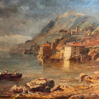 Late 19th C Painting European Coastline