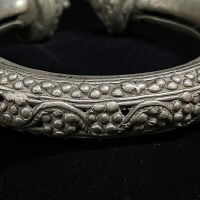 Rare Ethnic East Indian Holloware Bracelet in cultural silver
