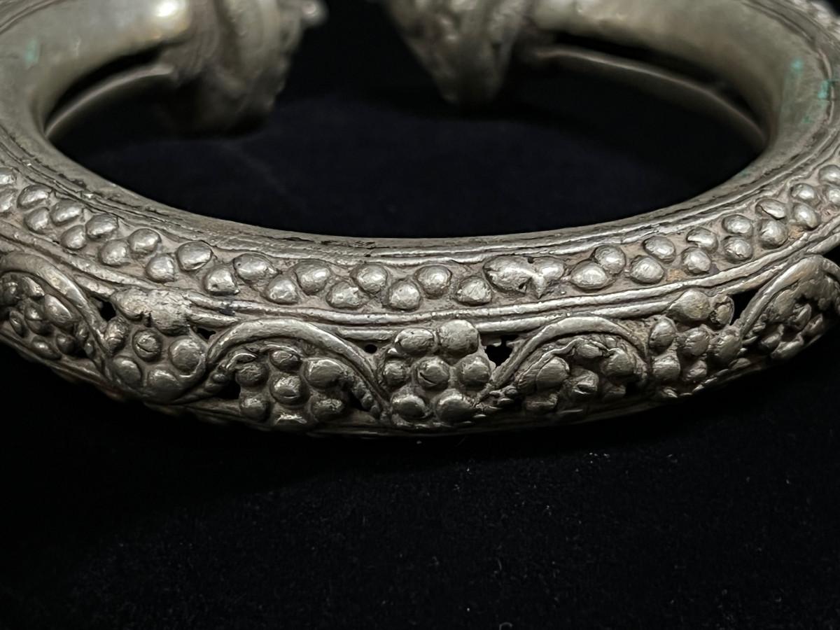 Rare Ethnic East Indian Holloware Bracelet in cultural silver ...