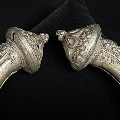 Rare Ethnic East Indian Holloware Bracelet in cultural silver