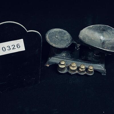 Antique small cast iron scale complete with weights