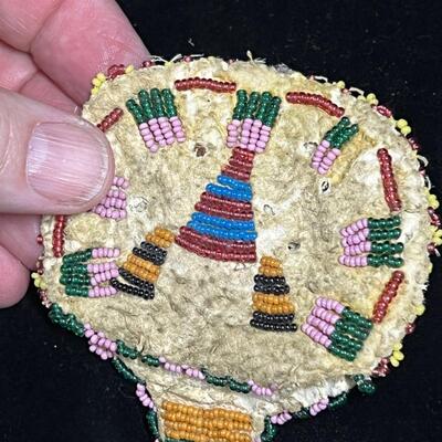 Antique Native American Iriquois beaded watch pouch