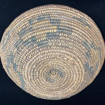 Antique Native American coiled basket cloud pattern