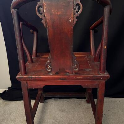 Superb Original Late Qing Dynasty Carved Horseshoe pair of chairs