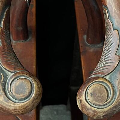 Superb Original Late Qing Dynasty Carved Horseshoe pair of chairs