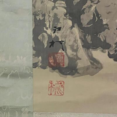 Antique Asian Scroll Painting of a beautiful Maiden
