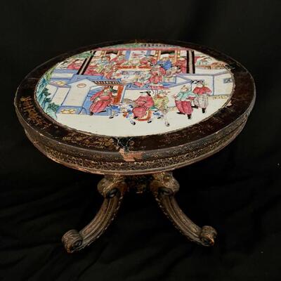 Antique Japanned Low Table Rose famile tiles