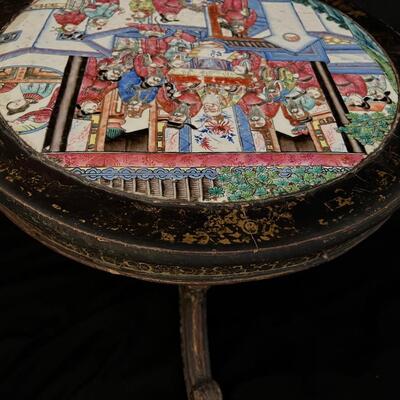 Antique Japanned Low Table Rose famile tiles