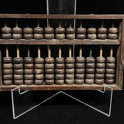 Antique early 20th C Chinese Wood Abacus