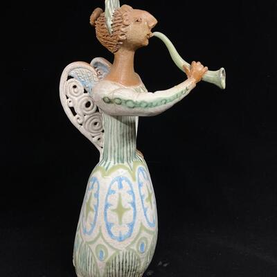 Rosemary Bashor Studio Ceramic sculpture Angel with a horn