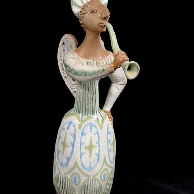Rosemary Bashor Studio Ceramic sculpture Angel with a horn