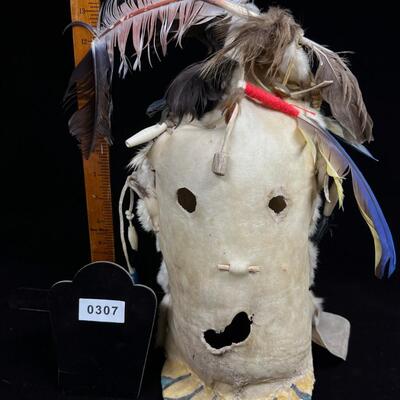 Native American Rawhide Mask-like art piece