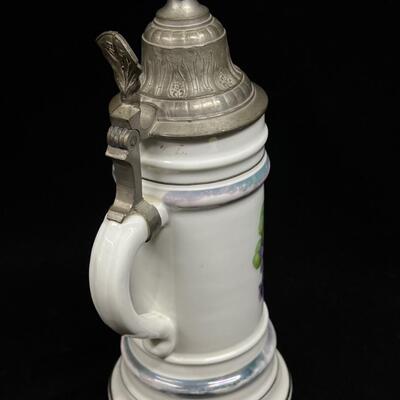 Great old Antique WWI Lithophane German Stein Cast Pewter Lid
