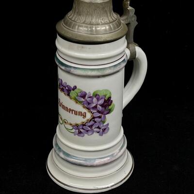 Great old Antique WWI Lithophane German Stein Cast Pewter Lid