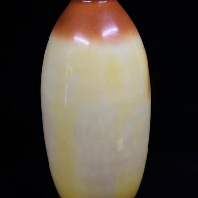 Hand Painted Milk Glass antique 19th C vase Hunting Scene
