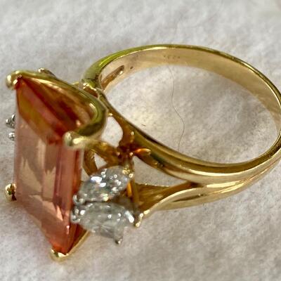 Hard to find Imperial Topaz and diamond ring