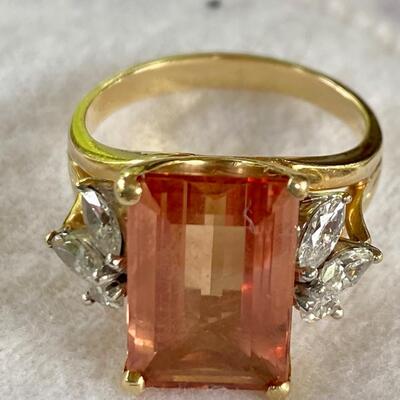 Hard to find Imperial Topaz and diamond ring