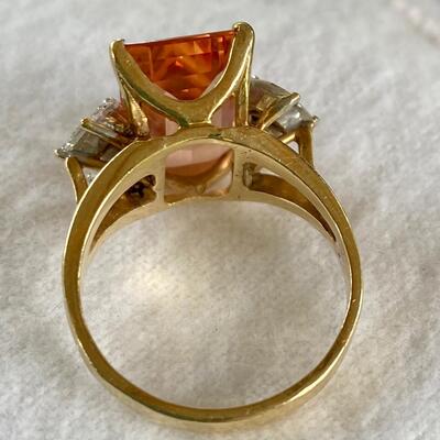 Hard to find Imperial Topaz and diamond ring