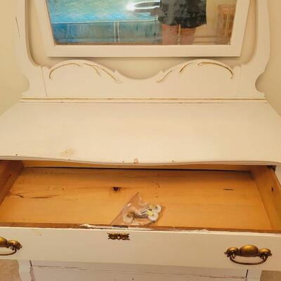ANTIQUE PAINTED DRESSER WITH MIRROR