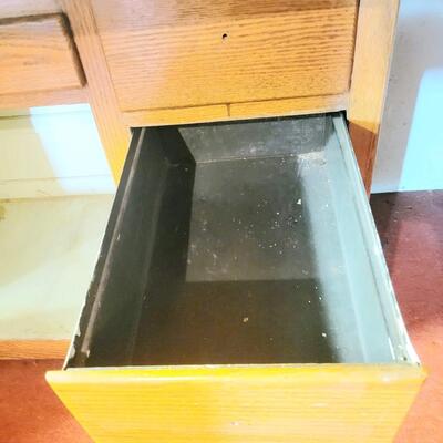 ANTIQUE OAK HOOSIER CABINET WITH ACCESSORIES