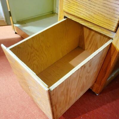 ANTIQUE OAK HOOSIER CABINET WITH ACCESSORIES