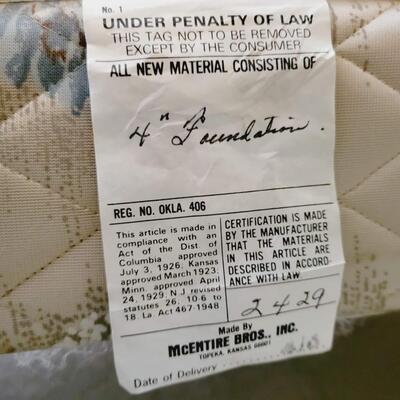ANTIQUE TIGER OAK FRAME, MATTRESS & BOX SPRING - (MATTRESS SET MADE IN TOPEKA)