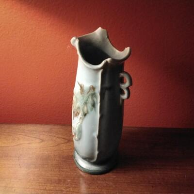 Vintage Weller Pottery Vase Blue with Leaf