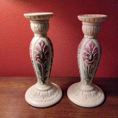 Weller Roma 1910-20s Antique Art Pottery Ceramic Candle Holders