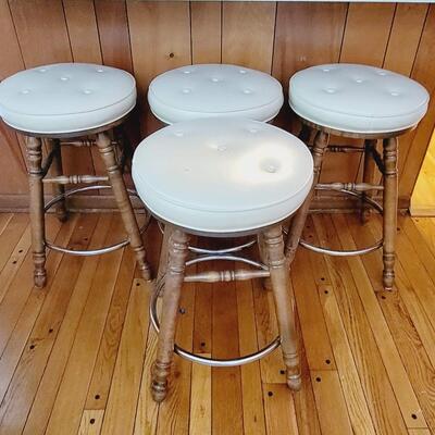 4 VINTAGE VINYL TOP 4 FT BAR STOOLS