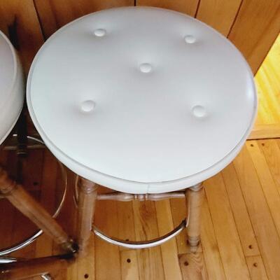 4 VINTAGE VINYL TOP 4 FT BAR STOOLS