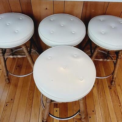 4 VINTAGE VINYL TOP 4 FT BAR STOOLS