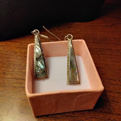 Abalone Sterling Silver Dangle Earrings
