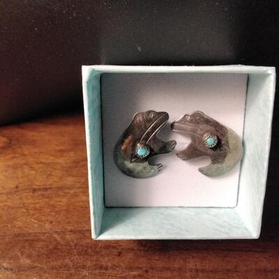 Sterling Silver Kodiak Earrings With Turquoise