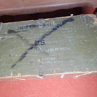 VINTAGE WOOD FORT RILEY ARM TRUNK