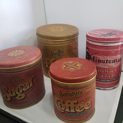 3 Vintage and 1 Modern Food Canisters