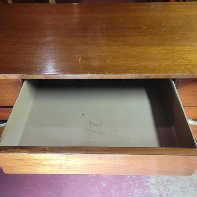 VINTAGE WOOD & METAL LINED DESK